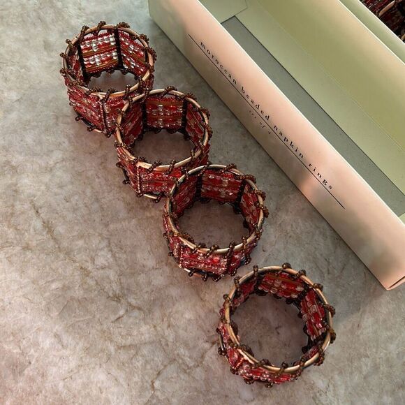 PIER ONE 8 Moroccan Beaded Napkin Rings - Picture 3 of 6